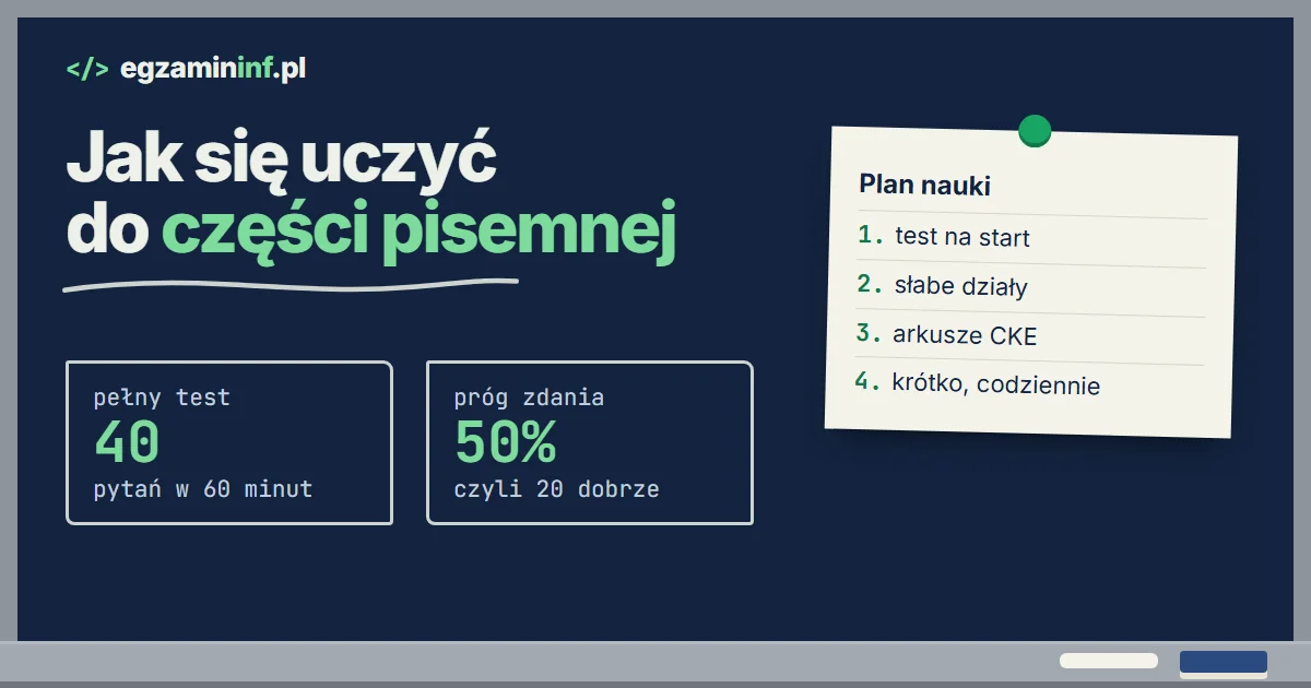 Tablica z napisem Jak się uczyć do części pisemnej i kartką z planem nauki